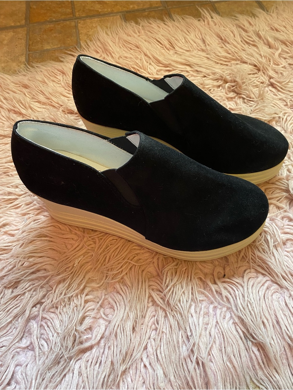 Black Slip-On Wedge Sneakers for Women